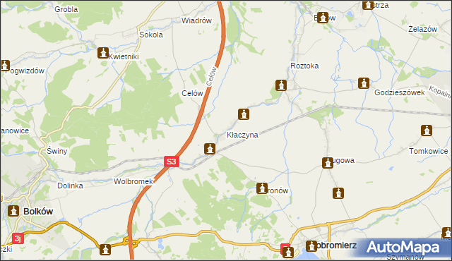 mapa Kłaczyna, Kłaczyna na mapie Targeo