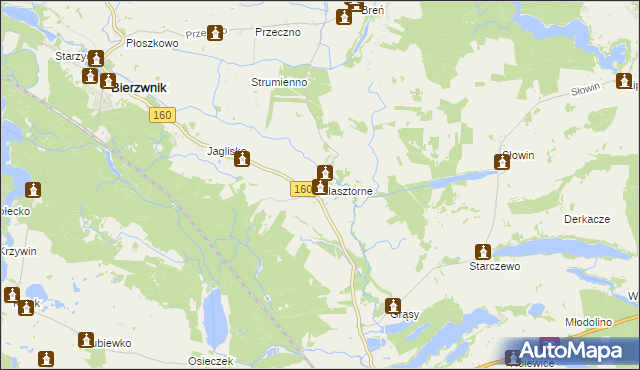 mapa Klasztorne gmina Bierzwnik, Klasztorne gmina Bierzwnik na mapie Targeo