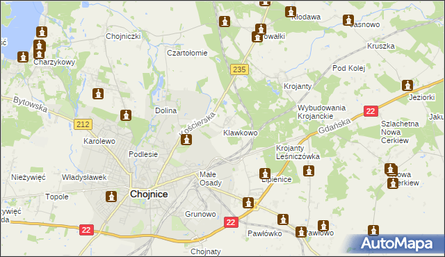 mapa Klawkowo, Klawkowo na mapie Targeo