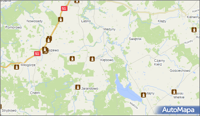 mapa Kłębowo, Kłębowo na mapie Targeo