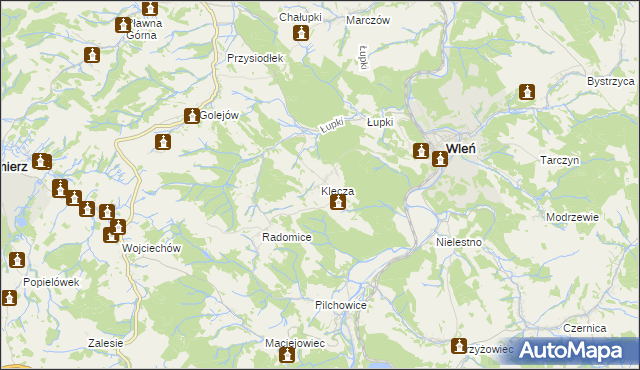 mapa Klecza, Klecza na mapie Targeo