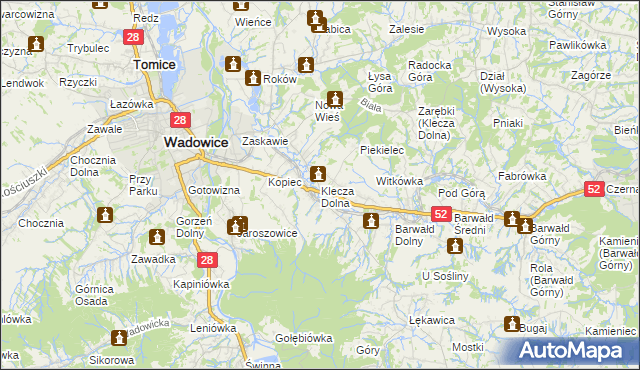 mapa Klecza Dolna, Klecza Dolna na mapie Targeo