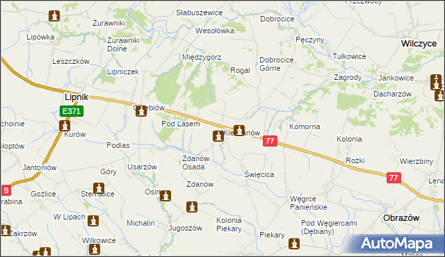 mapa Kleczanów, Kleczanów na mapie Targeo