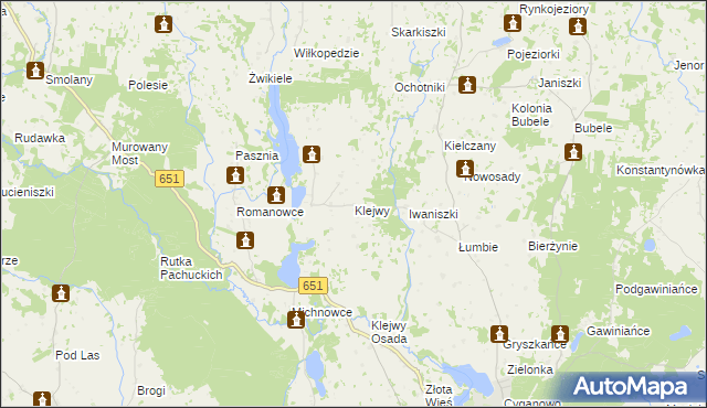 mapa Klejwy, Klejwy na mapie Targeo