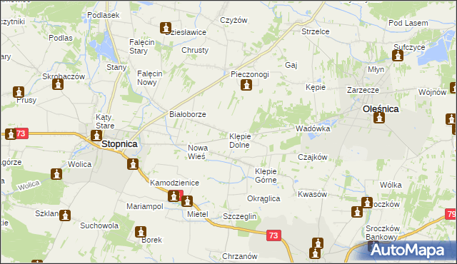 mapa Klępie Dolne, Klępie Dolne na mapie Targeo