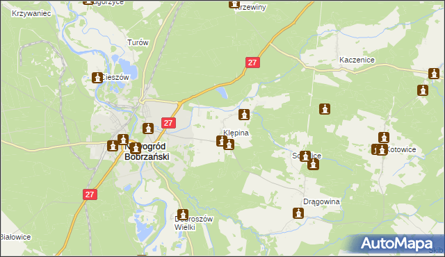 mapa Klępina, Klępina na mapie Targeo