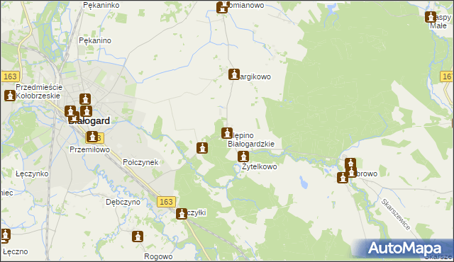 mapa Klępino Białogardzkie, Klępino Białogardzkie na mapie Targeo