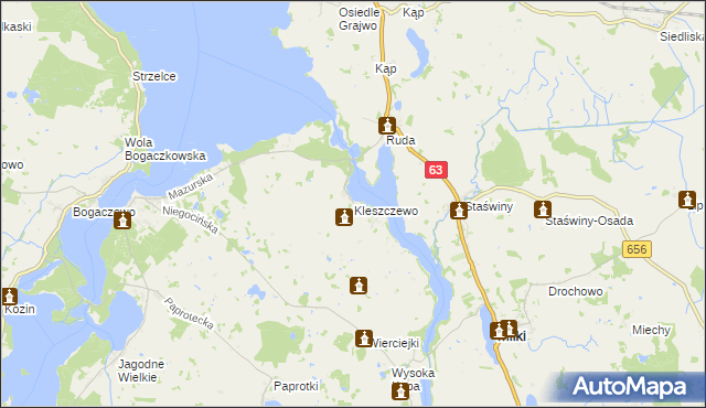 mapa Kleszczewo gmina Miłki, Kleszczewo gmina Miłki na mapie Targeo