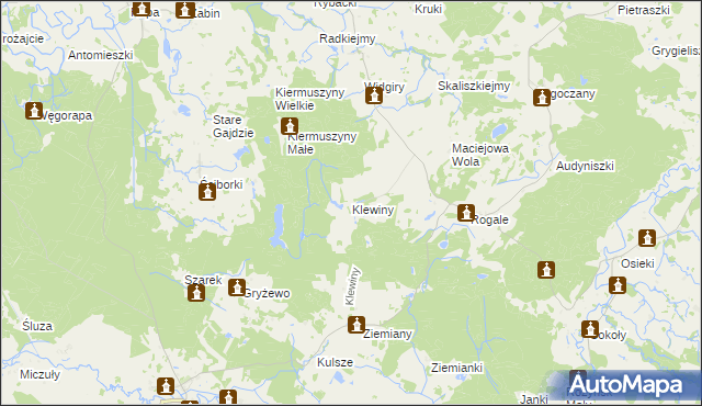 mapa Klewiny, Klewiny na mapie Targeo