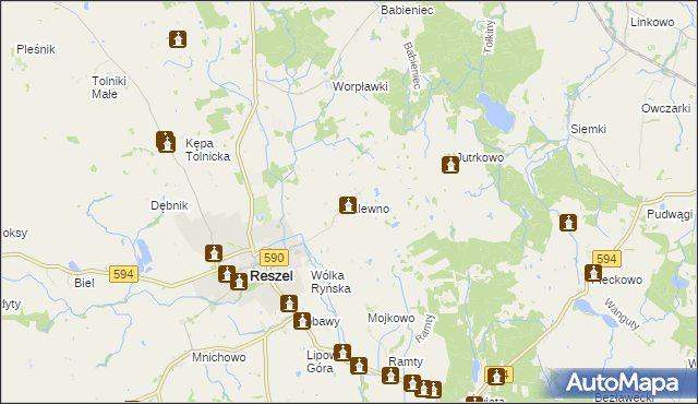 mapa Klewno gmina Reszel, Klewno gmina Reszel na mapie Targeo