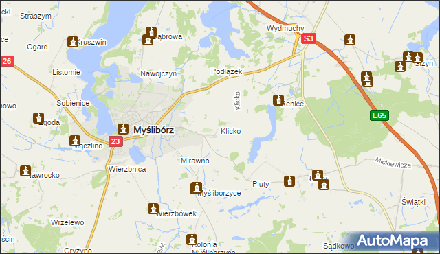 mapa Klicko, Klicko na mapie Targeo