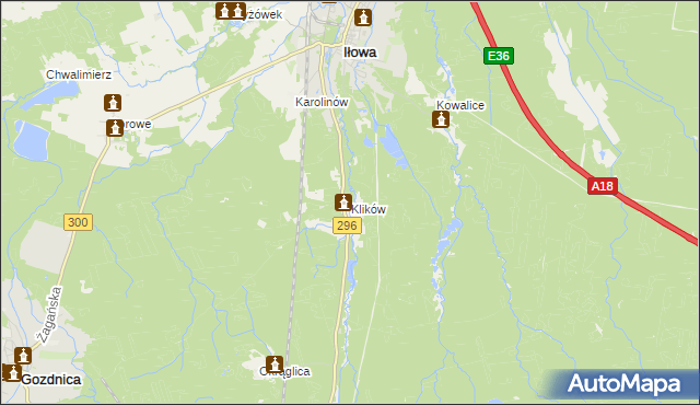 mapa Klików, Klików na mapie Targeo