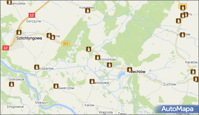 mapa Klimontów gmina Niechlów, Klimontów gmina Niechlów na mapie Targeo