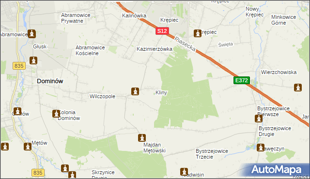 mapa Kliny gmina Głusk, Kliny gmina Głusk na mapie Targeo