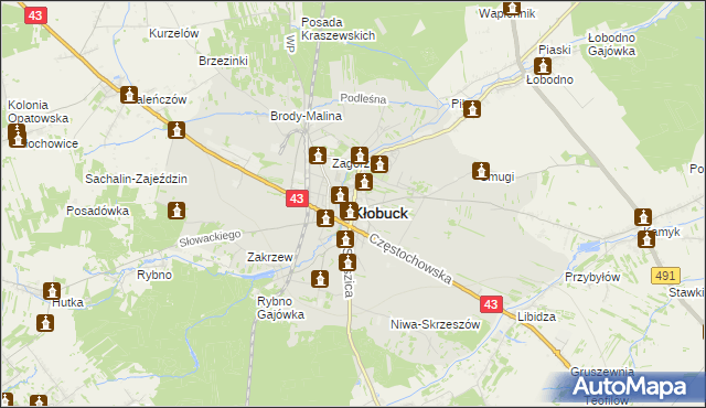 mapa Kłobuck, Kłobuck na mapie Targeo
