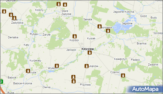 mapa Kłoczew, Kłoczew na mapie Targeo