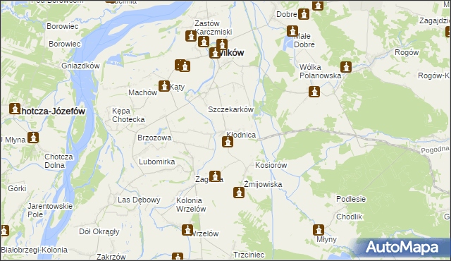 mapa Kłodnica gmina Wilków, Kłodnica gmina Wilków na mapie Targeo