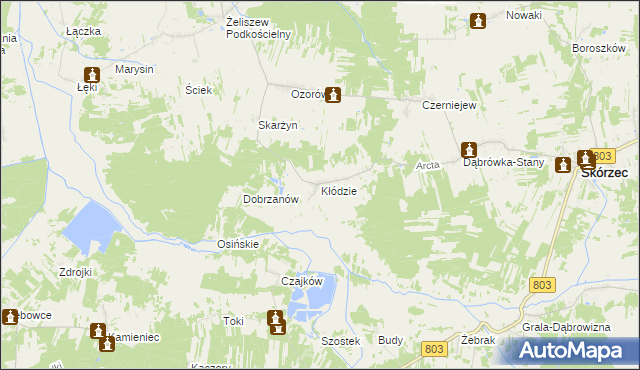 mapa Kłódzie, Kłódzie na mapie Targeo