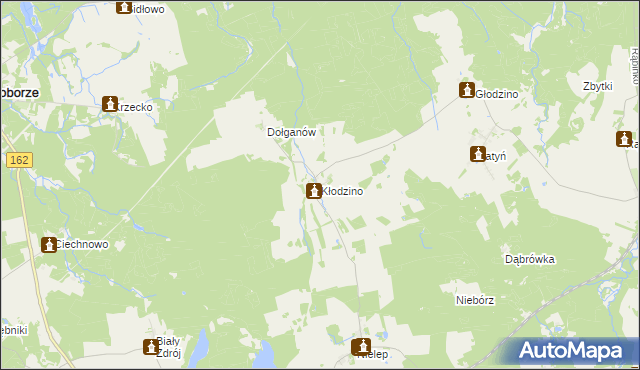 mapa Kłodzino gmina Rąbino, Kłodzino gmina Rąbino na mapie Targeo