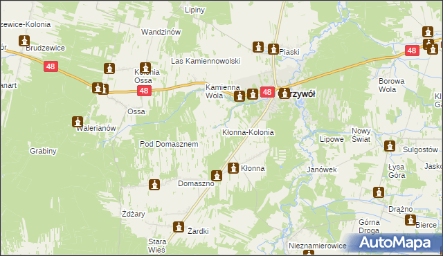 mapa Kłonna-Kolonia, Kłonna-Kolonia na mapie Targeo