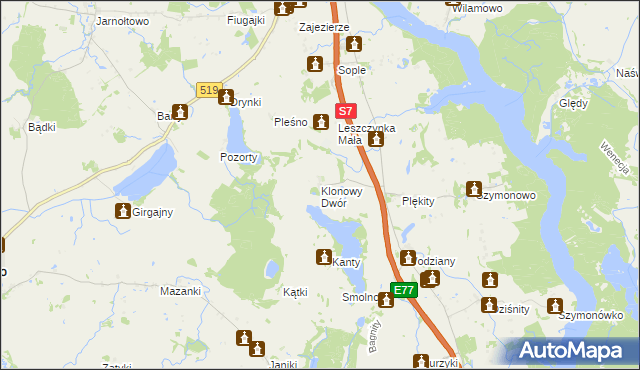 mapa Klonowy Dwór, Klonowy Dwór na mapie Targeo