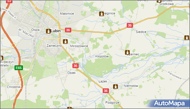 mapa Kłopotów gmina Lubin, Kłopotów gmina Lubin na mapie Targeo