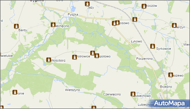 mapa Kłopotowo gmina Dygowo, Kłopotowo gmina Dygowo na mapie Targeo