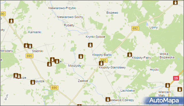 mapa Kłopoty-Bańki, Kłopoty-Bańki na mapie Targeo