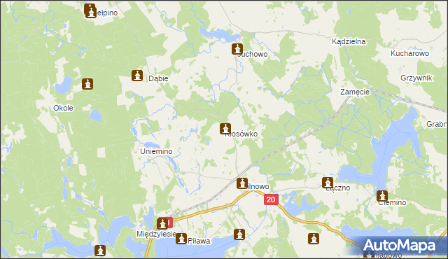 mapa Kłosówko gmina Borne Sulinowo, Kłosówko gmina Borne Sulinowo na mapie Targeo