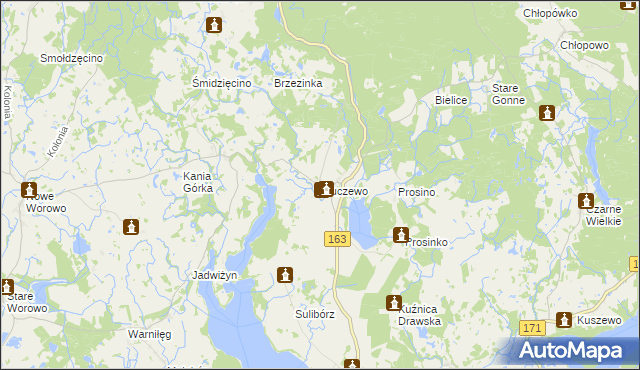 mapa Kluczewo gmina Czaplinek, Kluczewo gmina Czaplinek na mapie Targeo