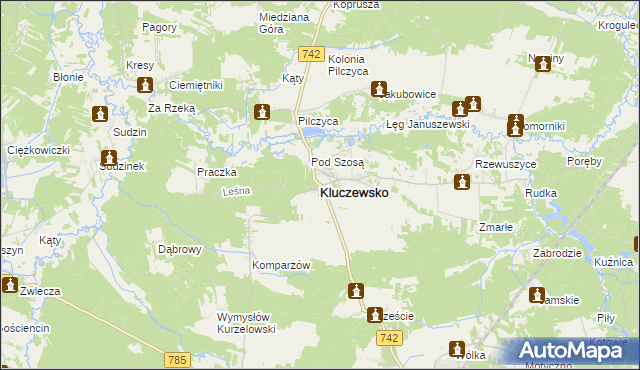 mapa Kluczewsko, Kluczewsko na mapie Targeo