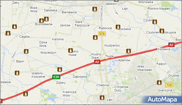 mapa Kłudno Stare, Kłudno Stare na mapie Targeo