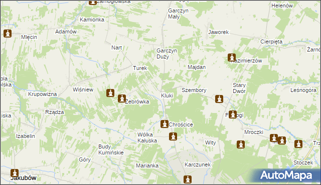 mapa Kluki gmina Kałuszyn, Kluki gmina Kałuszyn na mapie Targeo