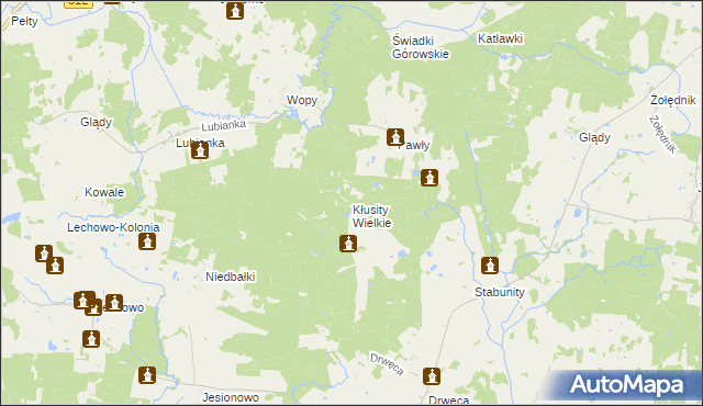 mapa Kłusity Wielkie, Kłusity Wielkie na mapie Targeo