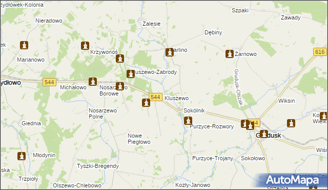 mapa Kluszewo, Kluszewo na mapie Targeo