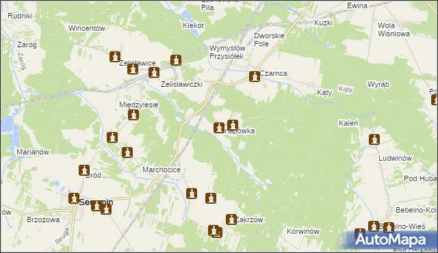 mapa Knapówka gmina Włoszczowa, Knapówka gmina Włoszczowa na mapie Targeo