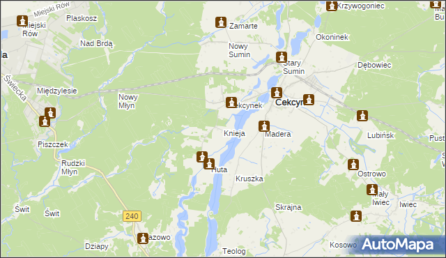 mapa Knieja gmina Cekcyn, Knieja gmina Cekcyn na mapie Targeo