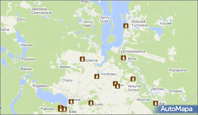 mapa Knieja gmina Karsin, Knieja gmina Karsin na mapie Targeo