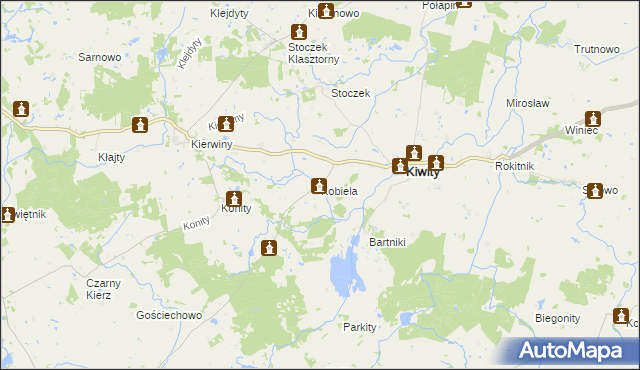 mapa Kobiela gmina Kiwity, Kobiela gmina Kiwity na mapie Targeo