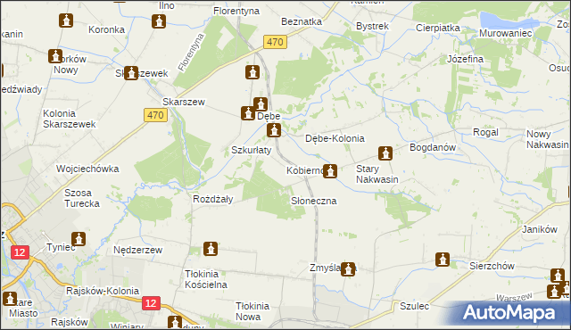 mapa Kobierno gmina Opatówek, Kobierno gmina Opatówek na mapie Targeo