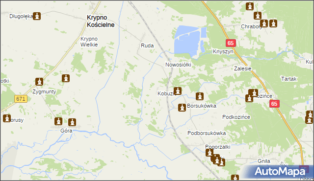 mapa Kobuzie gmina Dobrzyniewo Duże, Kobuzie gmina Dobrzyniewo Duże na mapie Targeo