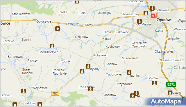 mapa Kobylanki gmina Opatów, Kobylanki gmina Opatów na mapie Targeo