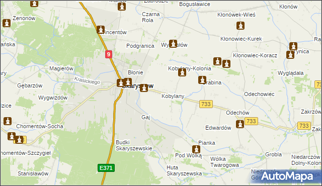 mapa Kobylany gmina Skaryszew, Kobylany gmina Skaryszew na mapie Targeo