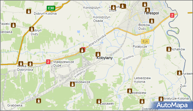 mapa Kobylany gmina Terespol, Kobylany gmina Terespol na mapie Targeo