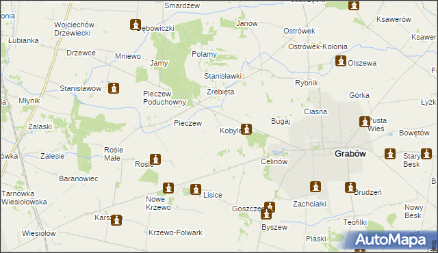 mapa Kobyle gmina Grabów, Kobyle gmina Grabów na mapie Targeo