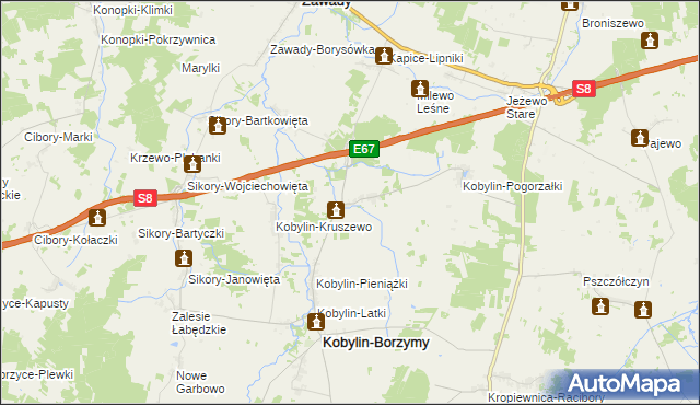 mapa Kobylin-Cieszymy, Kobylin-Cieszymy na mapie Targeo