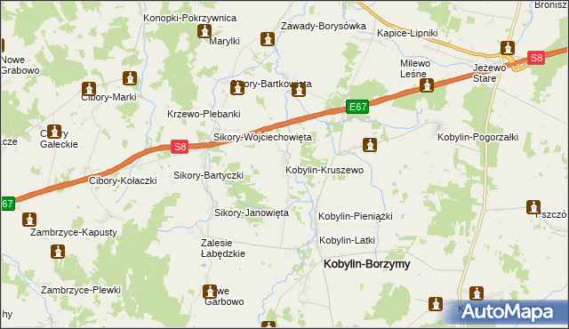mapa Kobylin-Kruszewo, Kobylin-Kruszewo na mapie Targeo