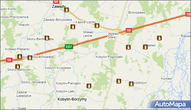 mapa Kobylin-Pogorzałki, Kobylin-Pogorzałki na mapie Targeo