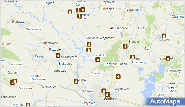 mapa Kobylniki gmina Wiślica, Kobylniki gmina Wiślica na mapie Targeo