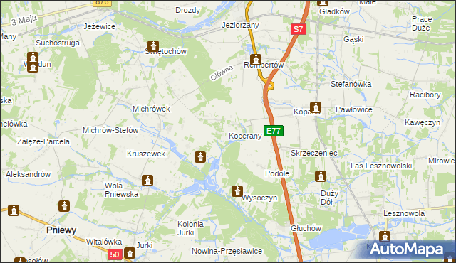 mapa Kocerany, Kocerany na mapie Targeo